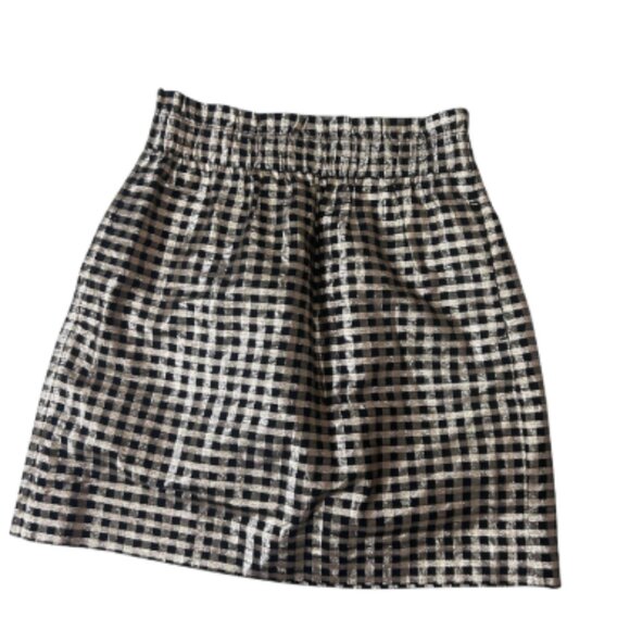 J. Crew Factory Metallic Gingham Pull-On Mini Skirt Size XS NWT - Picture 3 of 4